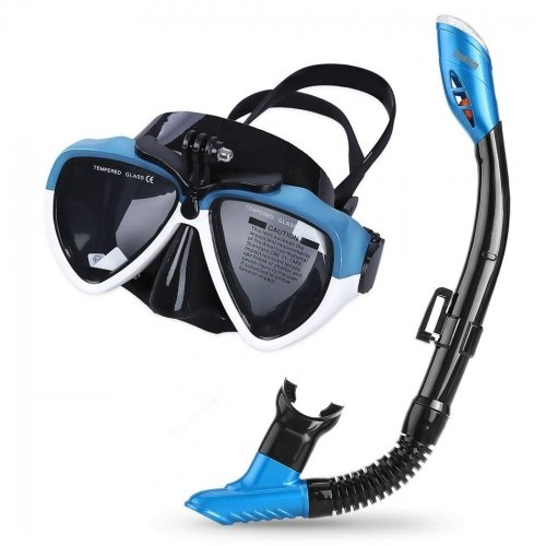 Cadrim Masque de Plongée avec Tuba,Snorkeling Diving Mask Anti-buée Étanche Vision Large Kits de Randonnée Aquatique
