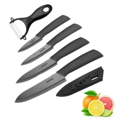 Couteau en céramique ,Cadrim Ensembles de couteaux de cuisine Couteaux chef pour Couper Fruits Légumes Viande 5pcs/Set Noir